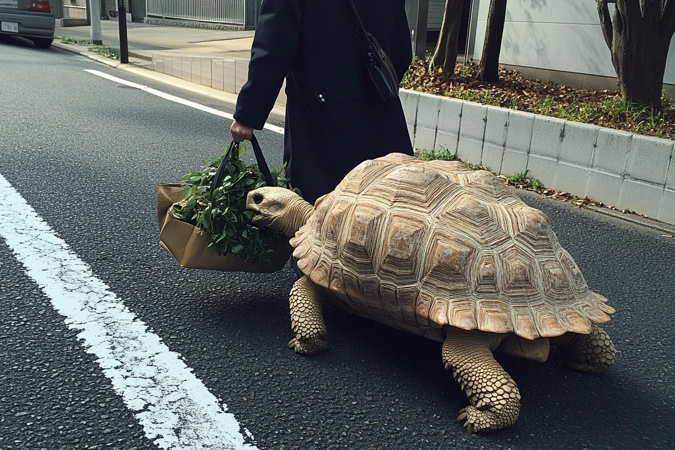 Owner and His Giant Tortoise