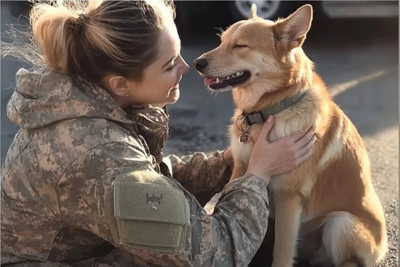 Dog and His Military Mother