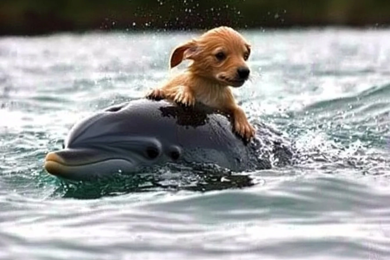 Dolphin save a little dog