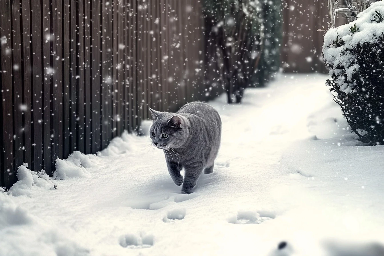 Cat's snow adventure