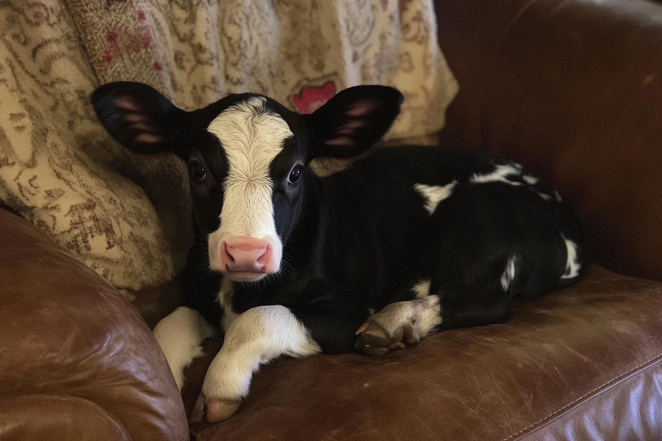 Baby Calf Who Thinks He's a Dog