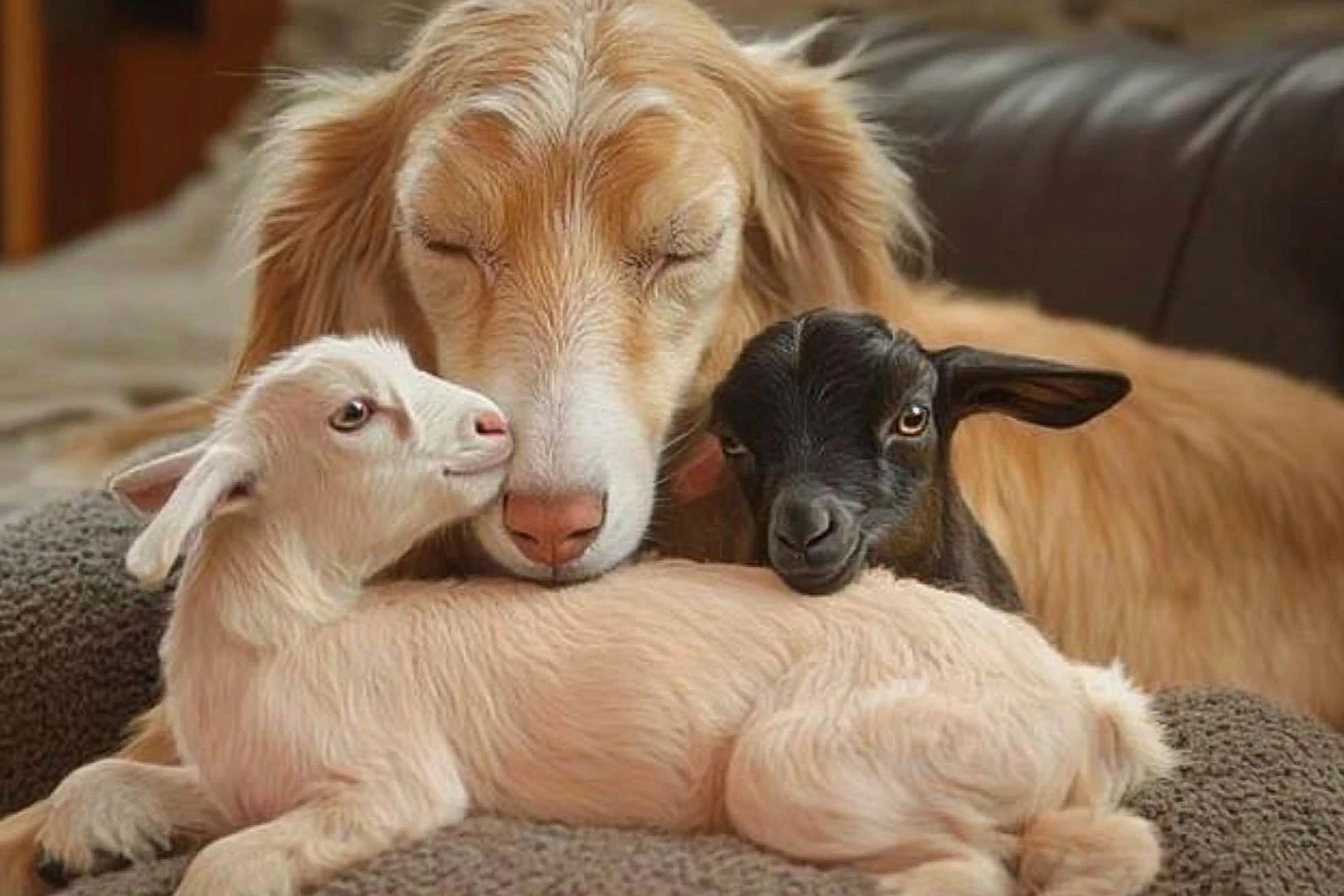 Dog and Her Goat Family