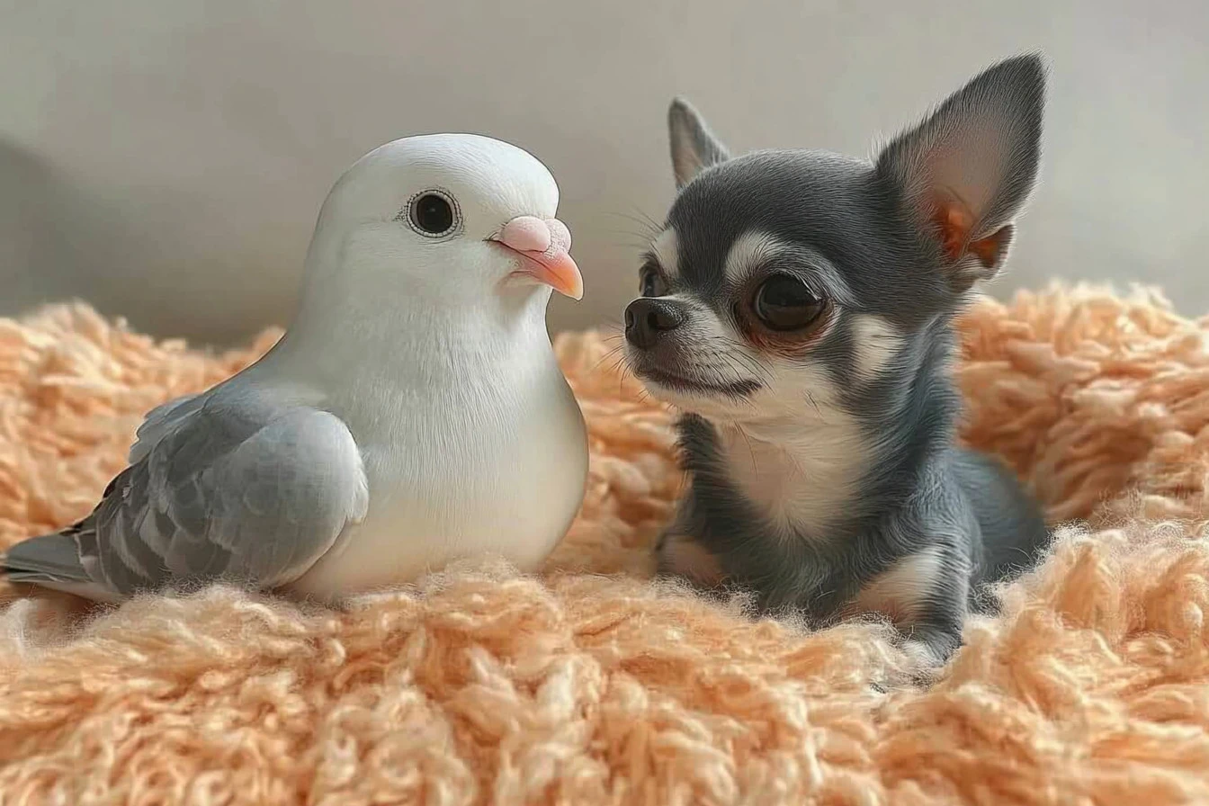 Pigeon and a Chihuahua