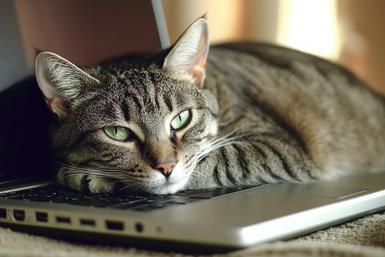 cat at computer​