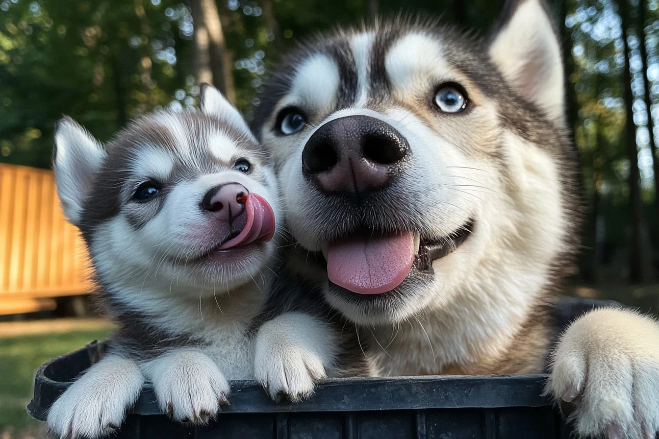 husky and pomeranian puppies​