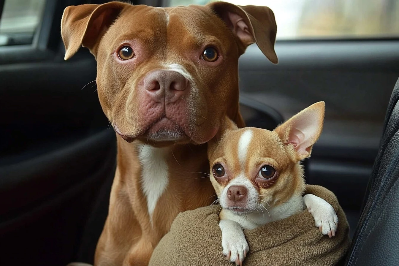 chihuahua and pitbull​