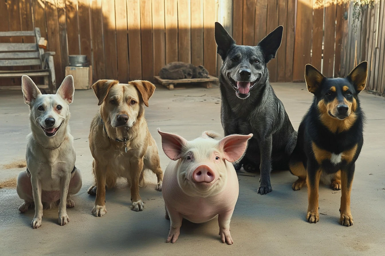 dogs and pigs​