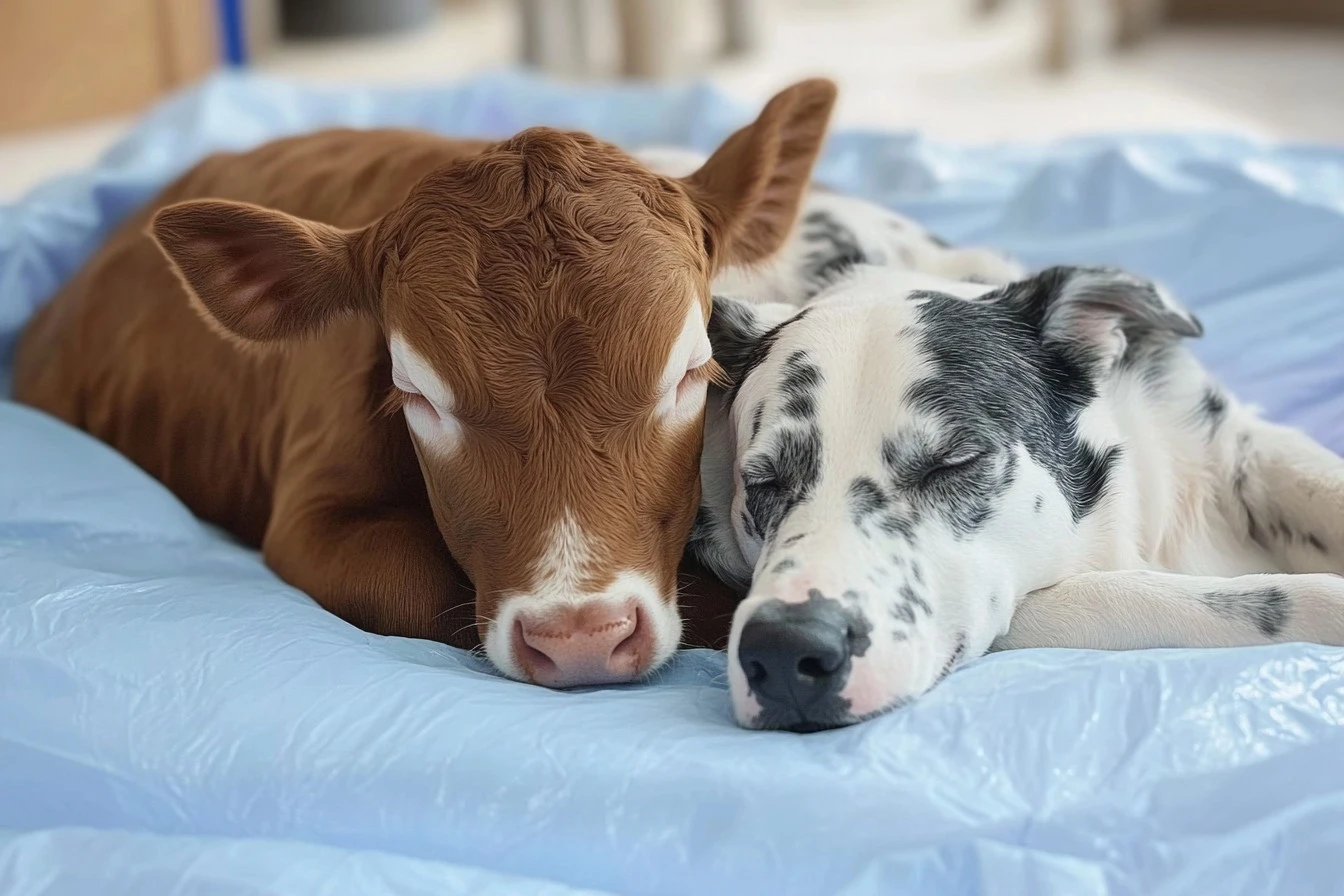 calf and dog​