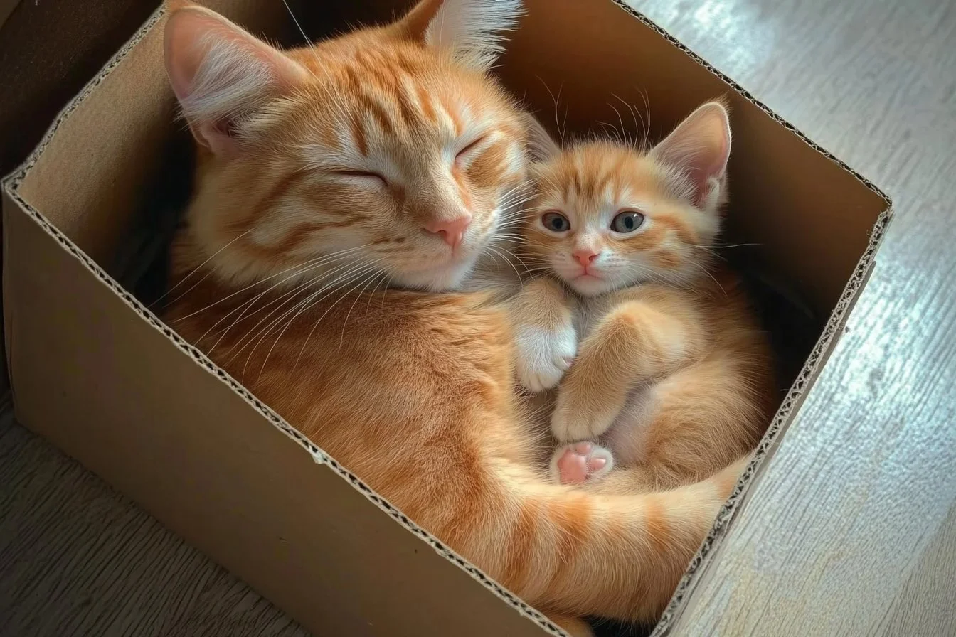 mom cat and kitten​